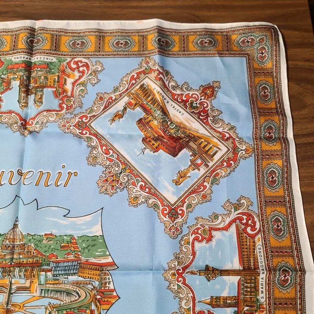 Italian Square Scarf Souvenir Rome Roma Landmarks Made In Italy Polyester - Picture 4 of 12